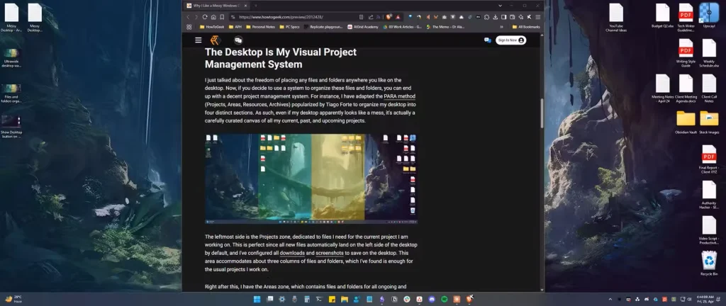 گردش کار مانیتور فوق عریض با پنجره فعال در وسط و مناطق Project و Resource در کنار.