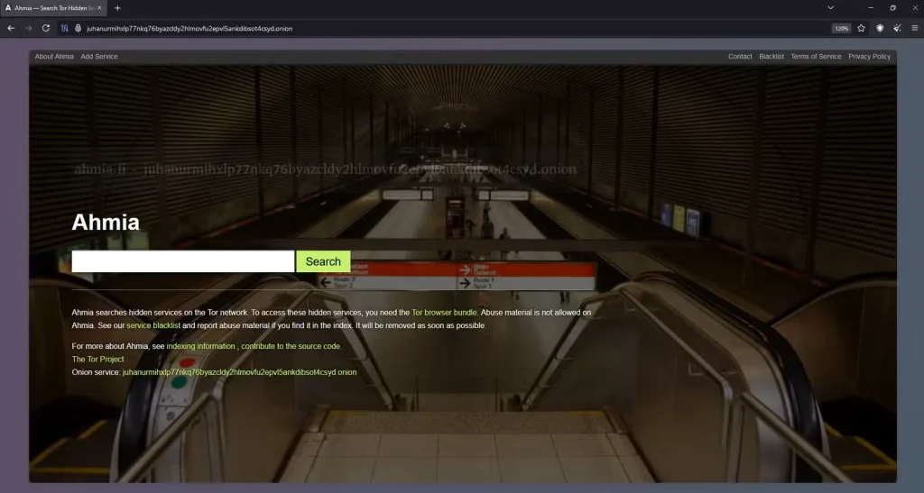 سایت رسمی پیاز Ahmia